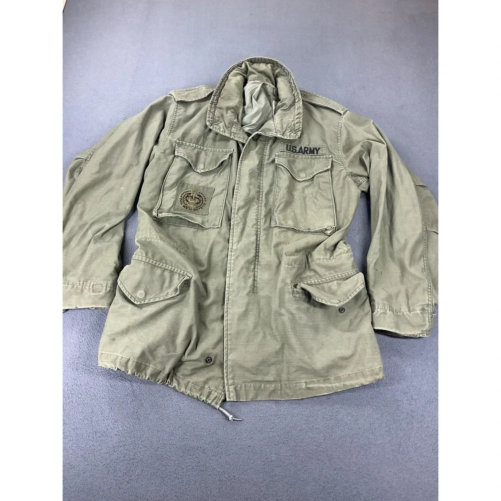 US Army Cold Weather Field Jacket Mens 46 Green Military Hooded Lined Full Zip